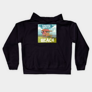 South Beach with a Lifeguard Tower - WelshDesigns Kids Hoodie